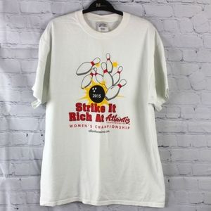 Port & Co. Bowling Graphic Tee Atlantis Casino Large White